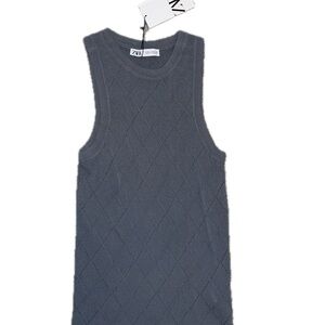 ZARA Grey Argyle Knit Tank | NWT | Size XL